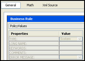 Policy Values General Pane