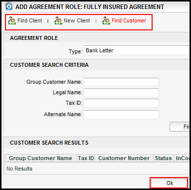 Add Agreement Role Window with Buttons