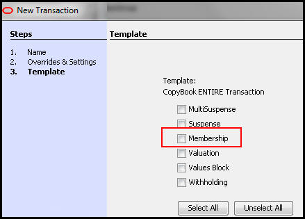Transaction Wizard with Membership Highlighted