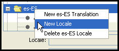 Locale right-click menu with New Locale selected