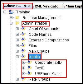 Masks in Admin Explorer