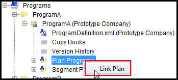 Link Plan Option on Plan Program Node
