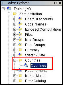 Country Editor in Admin Explorer
