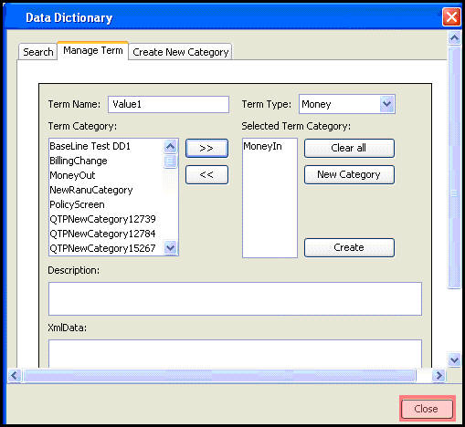 DataDictionary Manage Tab