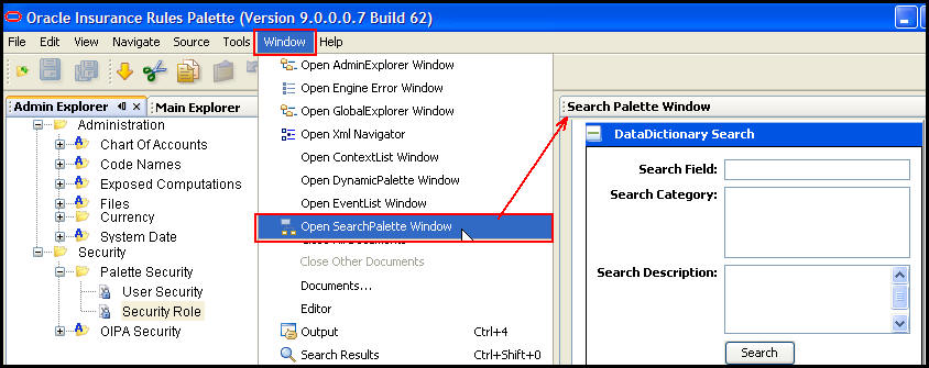 Open Search Palette Windown option from Tool Bar