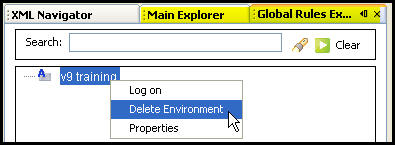 Environment alias with Delete option highlighted