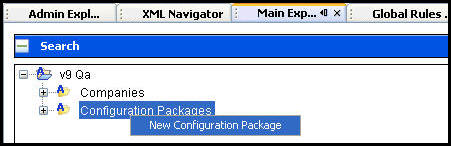 Configuration Package menu from Main Explorer