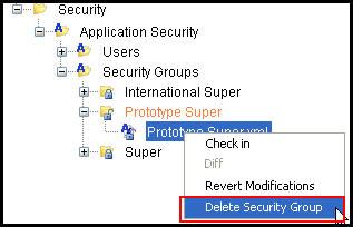 Security Group Right-Click Options