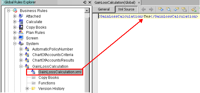 GainLossCalculation rule in the Global Rules Explorer