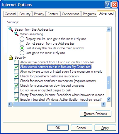 Verify Internet Explorer Security - RAMP-NL Documentation