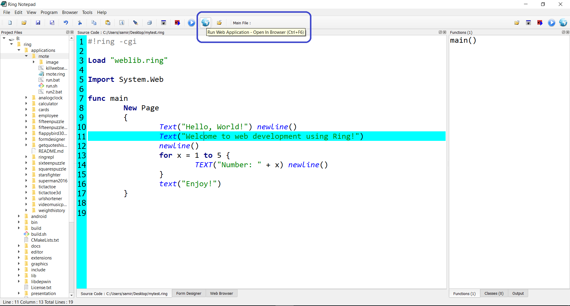 Ring Notepad - Run Web Application - shot 1