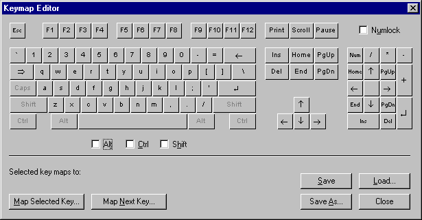 Keymap Editor dialog