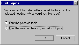 The HTML Help "Print Topics" Dialog