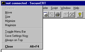 The SecureCRT System Menu
