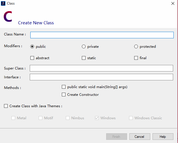 Create New Java Class Silver J Documentation