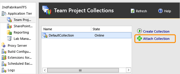 Use the TFS administration console