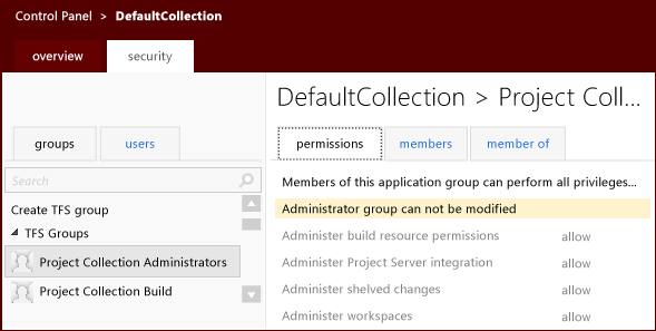 Group security at collection level