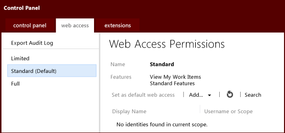 Access groups for Team Web Access