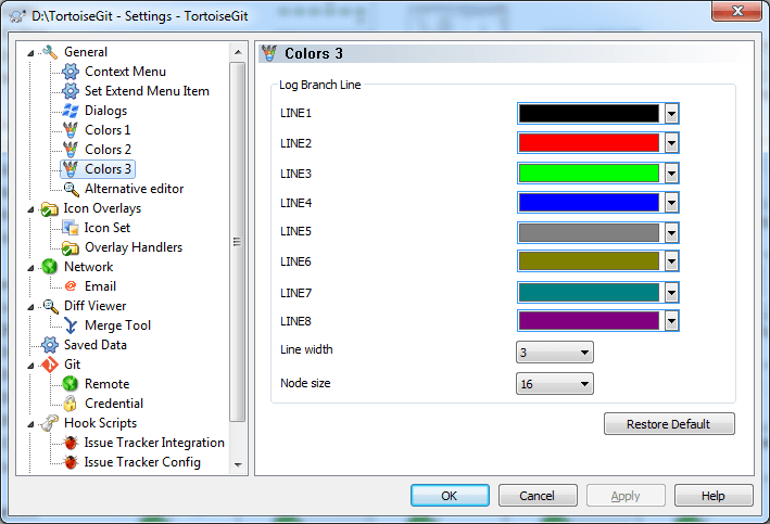 The Settings Dialog, Colours Page