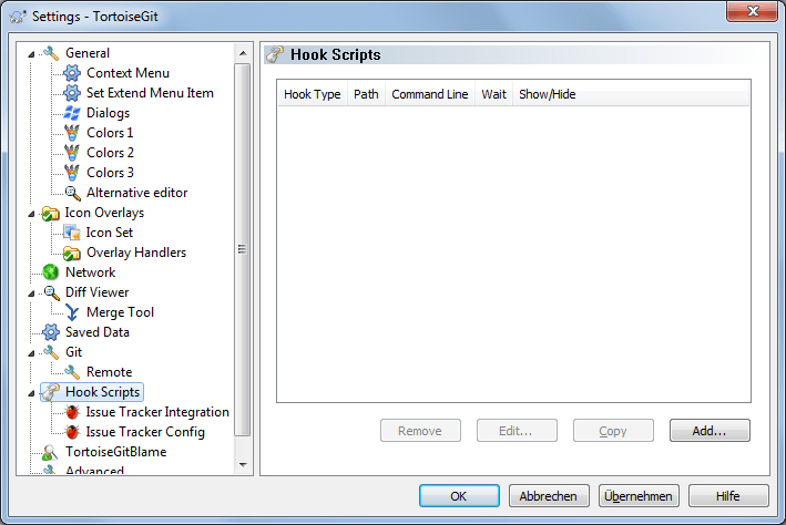 The Settings Dialog, Hook Scripts Page