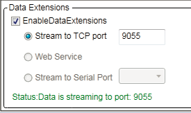 Data Extension Client Connected and Data Streaming Status