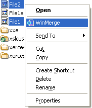 WinMerge command in Windows Explorer context menu