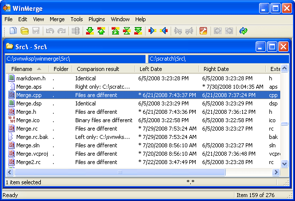 winmerge show only differences