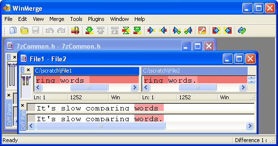 Multiple File Compare windows: default display