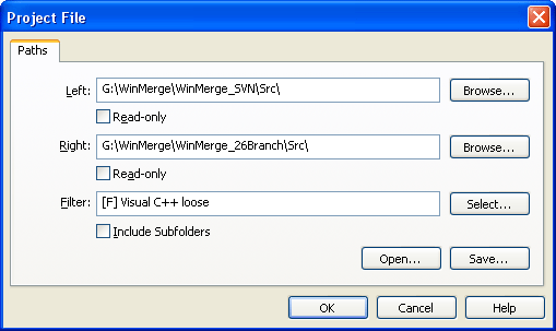 Project File dialog