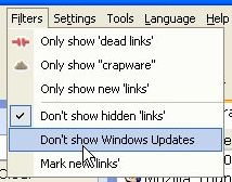 Checking on Don't show Windows Updates