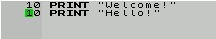 Line overwrite protection in action. Note the green warning cursor