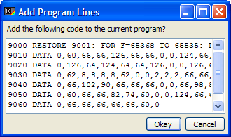 The Add Code window