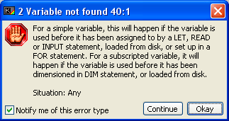 Error window