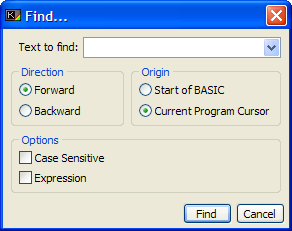 The Find window