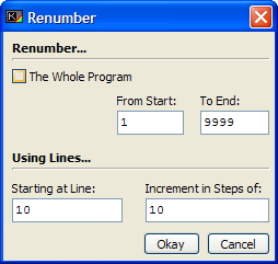 The Renumber window.