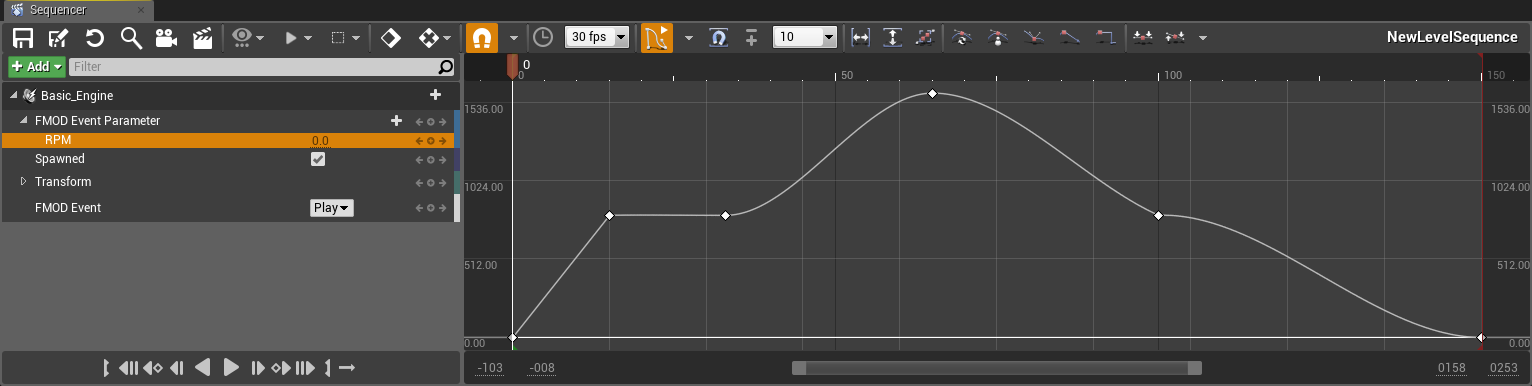 FMOD Parameter Keyframe Rich Curve