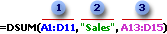 Formula with DSUM function