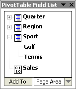 Example of PivotTable Field List