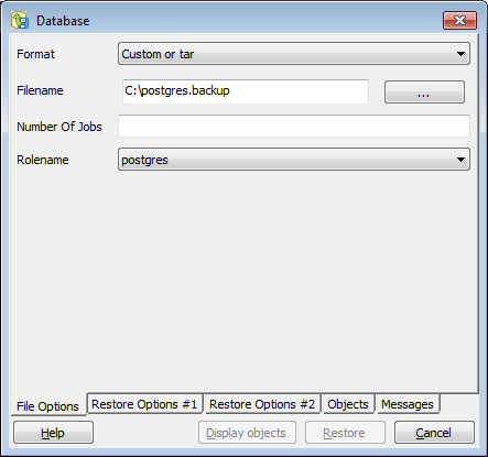 Restore - pgAdmin III Documentation
