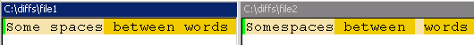 Word-level line diff comparing whitespace