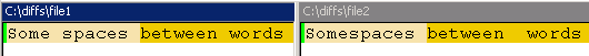 Word-level line diff comparing no whitespace changes