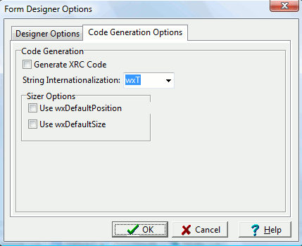 Code generation options