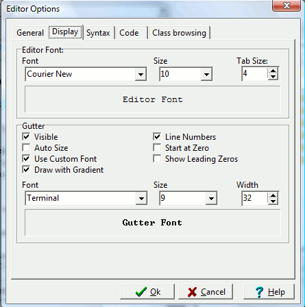 Editor Options - Display
